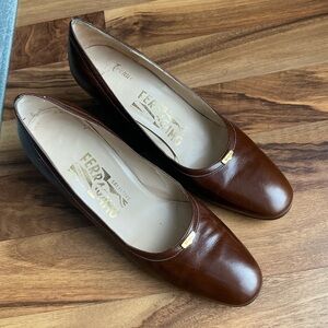 Salvatore Ferragamo Brown Leather Heels